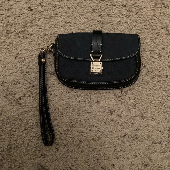 Dooney & Bourke Black Leather Clutch with Wrist Strap